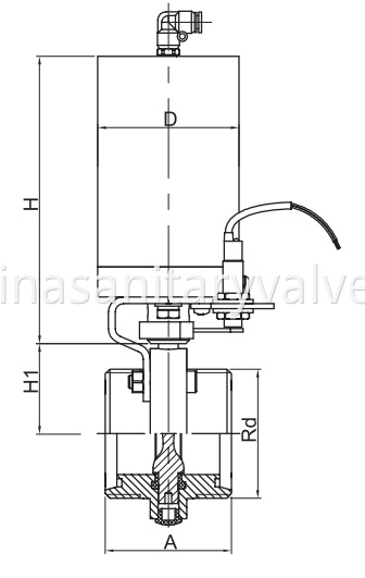 DIN Sanitary Pneumatic Butterfly Valves threaded